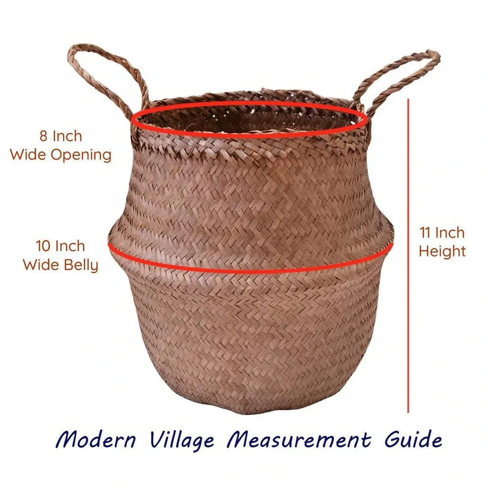 Thirteen Chefs Modern Village Planter Basket 8 Inch Woven Seagrass - Picture 6 of 7
